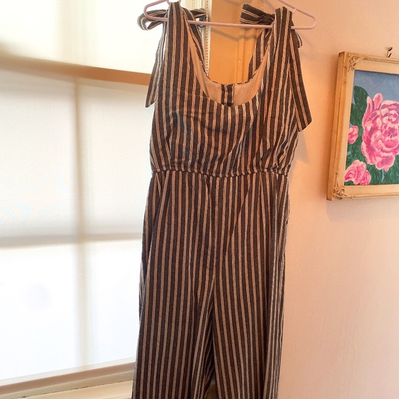 Mod Ref Stripe Linen Wide Leg Jumpsuit - Picture 2 of 3